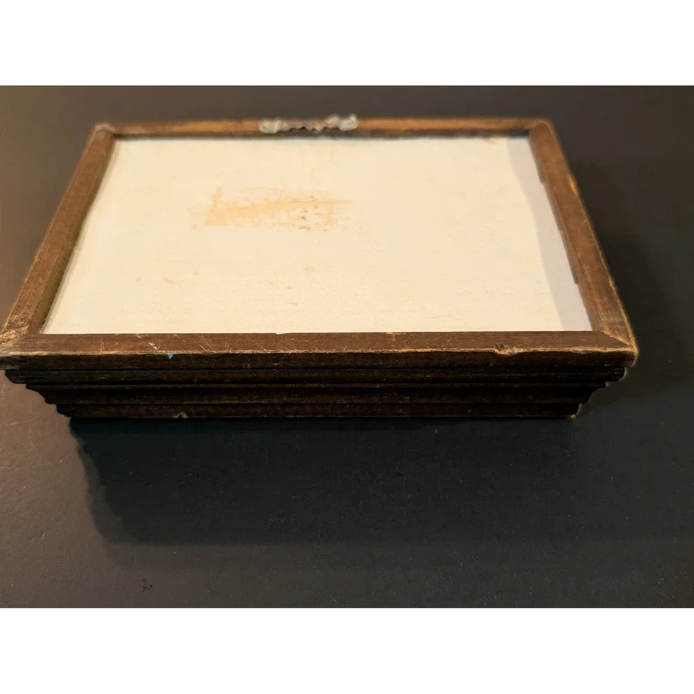 Vintage 70s Cottagecore Forget Me Not Child 3D Art Shabby Chic Thick Wood Frame